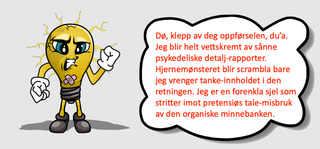 Tegneseriefigur som blir så sint at det lyner av hodet hans.
