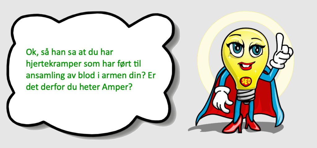 Tegneseriefigur med en belærende finger i været